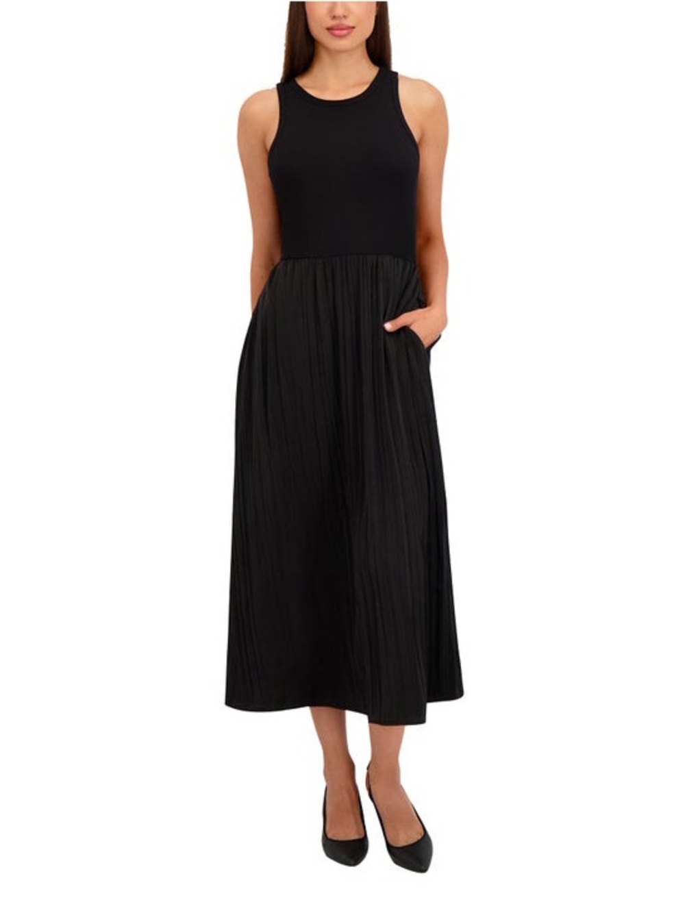 NWT DKNY Women's Maxi Dress W/ Pleated Skirt - XL